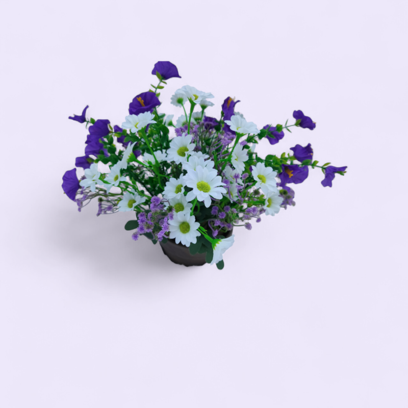 seade kunstlilledest lilla/valge