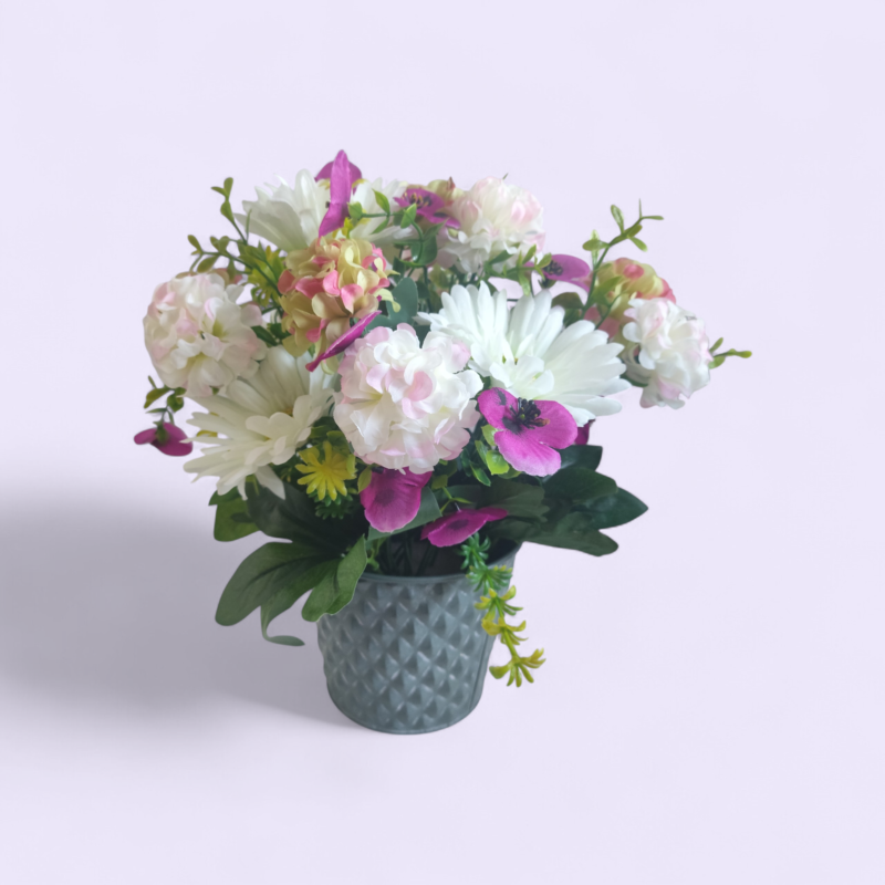 kunstlilledest seade valge/kreemikasroosa/veinipunane