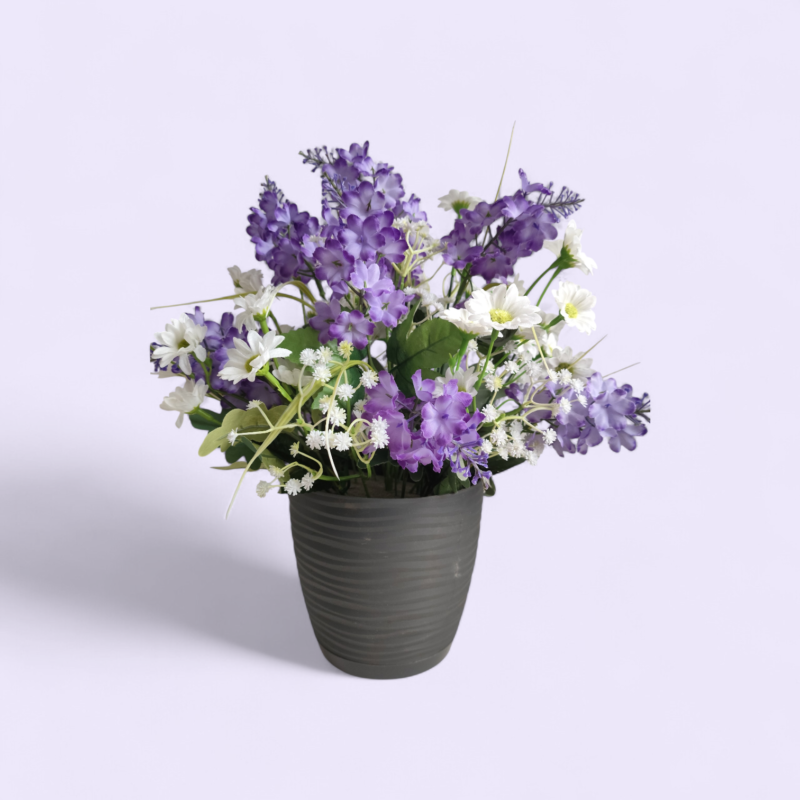 kunstlilledest seade lilla/valge